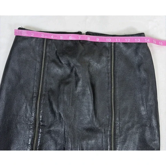 Danier Pencil Skirt Women’s 6 Black Leather, Lined, Triple Zippers Bnfts Charity - Picture 2 of 11